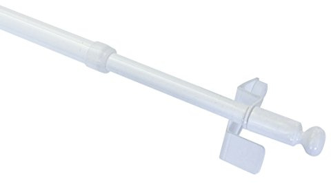 Gardinia Tringle de vitrage, Fixation par Pression, Barre Extensible, Pose sans vis et sans perçage, Press&Go Filigrano, Boule, Diamètre: 8/10 mm, Longueur: 50-80 cm, Métal, Blanc
