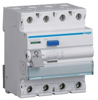 HAGER CDC463D FI-Schutzschalter 4P 63A 30mA AC