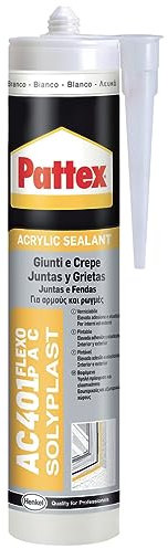 Pattex Sigillante Silicone Acrilico AC 401 Flexo Pac, per Giunti e Crepe, Davanzali, Porte, Battiscopa, Indore, Sigillature per Interni ed Esterni, Sigillante Bianco, Cartuccia da 300ml