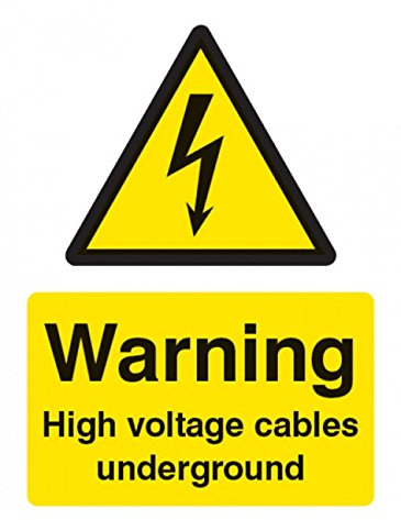 Caledonia Signs 14008K Warning High voltage Cable underground Sign, 400 mm x 300 mm, Rigid Plastic