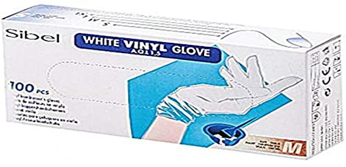 Sibel Sinelco Gants Vinyl 100U Blanc moyen/M, unique, Standard
