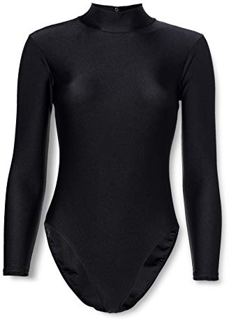 Roch Valley - Body da Donna a Maniche Lunghe, Collo Alto, Taglia L, Colore: Nero
