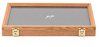 Two Timbers Large Display Case with Oak Finish Handmade Wood Box with Glass Top, Arrowheads, Knives, Rocks, Pins, Collectibles, Collections, Medals, Military Coins 4h, Memory Box Keepsakes