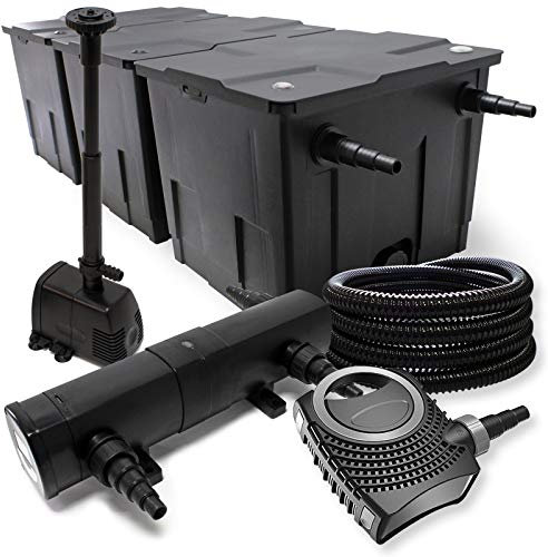 Wiltec Set filtro para estanque hasta 90000l Clarificador UVC con 24W 80W Bomba y Bomba para fuente