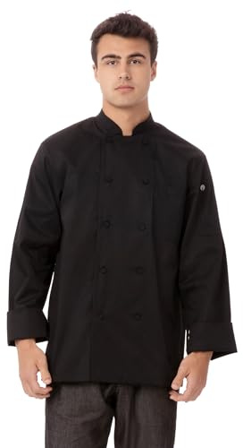 Chef Works Men's Calgary Cool Vent Basic Chef Coat, Black, XXL