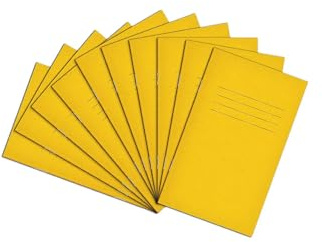 Rhino A6+ Exercise Books, 48 Page / 7mm Lined with Centre Margin Paper Notebook, 10 Pack, Writing Book, Office & School Stationery Supplies, Yellow