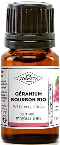 MyCosmetik - Huile Essentielle de Géranium bourbon BIO AB - Issue de l'agriculture Biologique - Chémotypées HEBBD/HECT - 100% pure et naturelle - Certifié ECOCERT - Fabriqué en France - 10 ml
