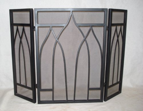 Inglenook Church 3 Panel Heavy Firescreen - Black
