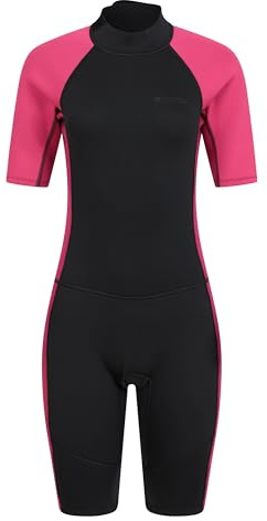 Mountain Warehouse Shorty Womens Wetsuit -2.5mm Thickness, Neoprene Ladies Swimsuit, Extended Puller, Flatlock Seams - For Spring Summer, Scuba Diving, Swimming Black Women's Size 8-10