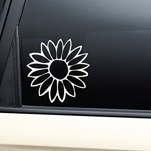 Decaltor White Flower Vinyl Decal Sticker - 5 Inch Die-Cut Floral Design - Weatherproof Bumper Sticker for Cars, Trucks, Windows, and Laptops
