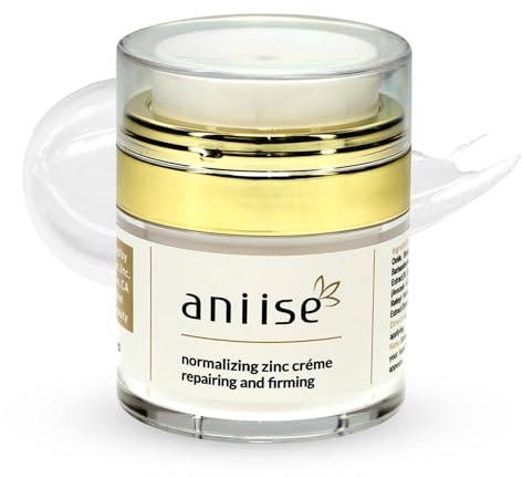 Aniise Normalizing Zinc Face Cream – Oil Control & Acne Support – Hydrating & Firming Skin Care with Zinc Oxide, Aloe Vera, Shea Butter & Avocado Oil – Vegan, Cruelty-Free – 1 oz