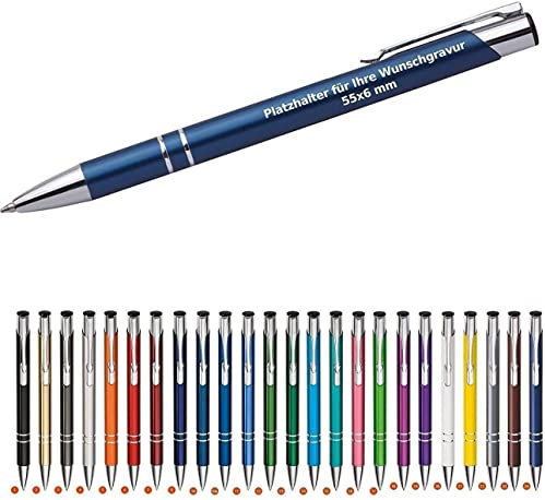 WPRO Kugelschreiber Cosima im 100er-Set, rot – personalisierbar mit Gravur aus Metall mit Gravur (Neu & alle mit gleicher Wunschgravur) blauschreibend