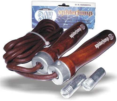 BAY® SPIDERJUMP Klassisches Delux Leder-Springseil mit Kugellager, Sprungseil Springseile Hüpfseil Classic