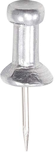 GEM CPAL3 Aluminum Head Push Pins, Aluminum, Silver, 3/8-Inch, 100/Box
