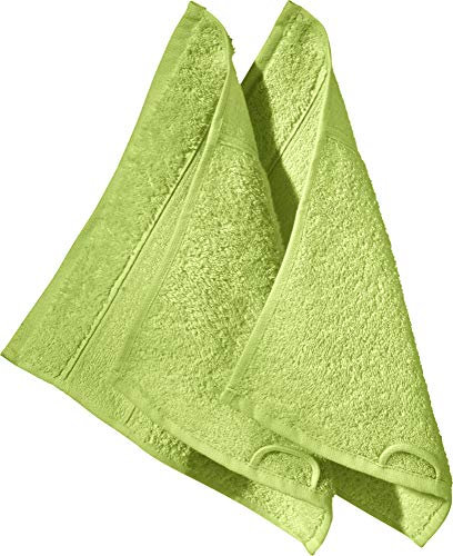 Erwin Müller Seiftuch Karlsruhe 2er- Pack 100% Baumwolle apfelgrün Größe 30x30 cm - extrem saugstark, leicht, flauschig weich, hautschmeichelnd (weitere Farben)
