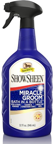 Absorbine ShowSheen Miracle Groom Waterless Shampoo, 5-in-1 Formula for Coat, Mane & Tail, 32oz