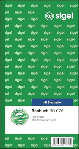 Sigel BO071 Voucher Book 360 Tickets 105, Light Green, 10.5 x 20 cm – 60 Sheets Yellow