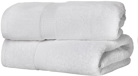 Superior Solid Egyptian Cotton Bath Towel Set, 30 x 55, White, 2-Pieces