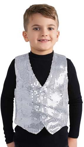 Dress Up America Veste à paillettes argentées