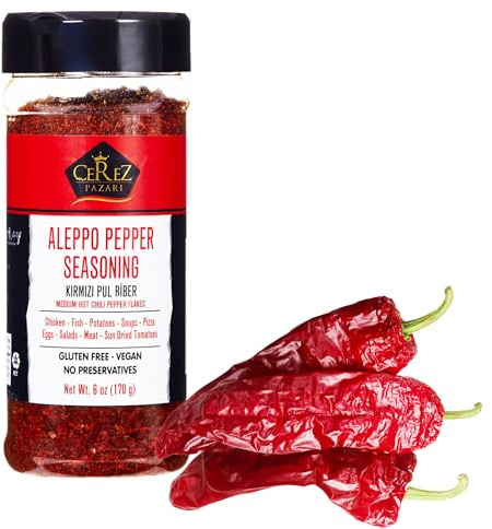Cerez Pazari Aleppo Pepper, Pul Biber 170g Moderate Heat Red Pepper Flakes, Flavorful Turkish Crushed Red Chilli Flakes for Cooking & Seasoning, Maras Chili Pepper, Aleppo Chilli Flakes, Gluten Free