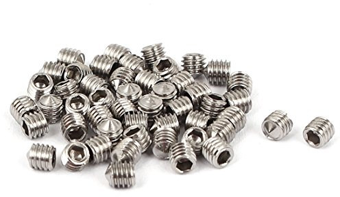 sourcing map 50 stk M3 x 3mm Kegelspitze Hex Sockel Buchse Set Madenschraube Silber Ton DE de
