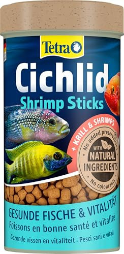 Tetra Cichlid Shrimp Sticks - ausgewogenes und vollwertiges Fischfutter für alle fleischfressenden Cichliden, mit hohem Shrimpanteil, 250 ml Dose