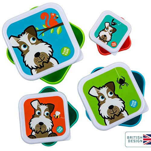 TUM TUM Nesting Children's Snack Boxes, Lunch Boxes For Kids, BPA Free (Scruff the Dog)