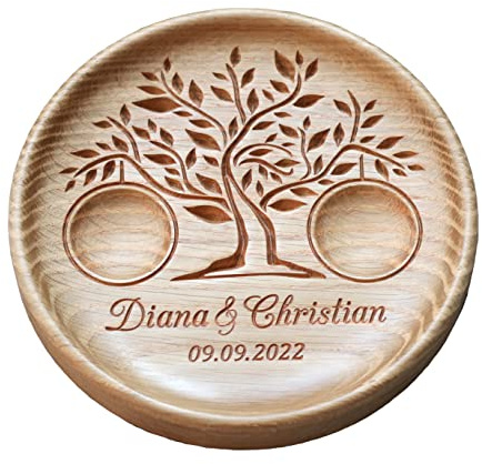 Porta Fedi in legno, Cuscino anelli matrimonio legno, Cuscino anello nuziale rustico, Portafedi scatola Personalizzato  Albero della vita , Tree of Life
