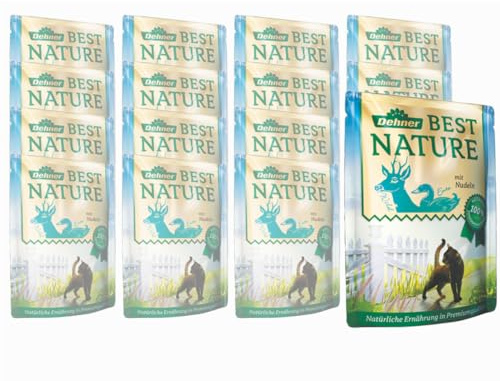 Dehner Best Nature - Cibo umido per gatti adulti selvatici, anatra, pasta, 16 sacchetti da 85 g (1,36 kg)