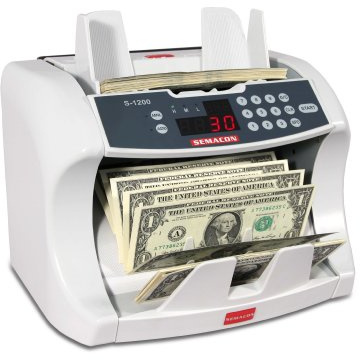 Semacon S-1200 High-Speed Bank Grade Currency Counter for Medium to Very High Level Usage Volumes, 3 Speed Settings and Batch Stop Setting, 800/1200/1600 Notes per Minute Counting Speed, 1-999 Range