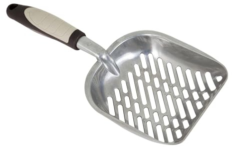 Petmate Metal Cat/Kitty Litter Scoop, Deep Shovel, Premium Non-Stick Large Scooper with Non-Slip Handle & Curved Design for Maximum Coverage