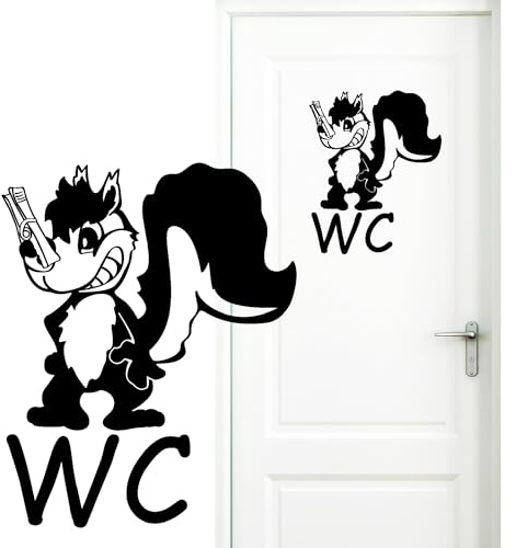 Wandtattoo Loft Türaufkleber: Stinktier mit Schriftzug WC - 30 Farben zur Auswahl - Türsticker