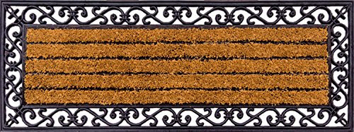 Paillasson d'entrée 45 x 120 cm COCORUBBER fait de fibres de Coco naturel avec bordure en caoutchouc. Dessin classiqueXL.