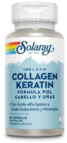 Solaray Collagen + Keratin - Colágeno + Keratina - Type I, II, & III - 60 VegCaps
