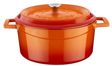 LAVA Cookware LV Y TC 24 K2 pirofila Rotonda, Diametro 24 cm, Ghisa, Colore: Arancione