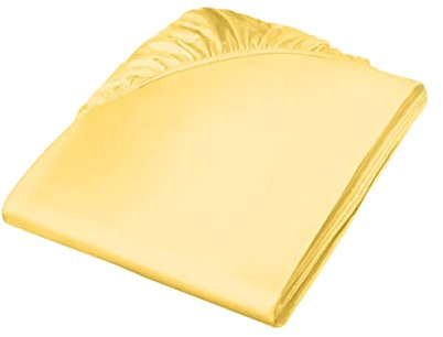 Fleuresse Colours Spannlaken, Uni-Mako-Satin, gelb, 100 x 200 cm