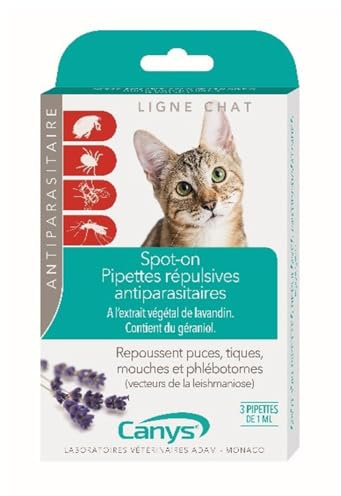 Canys Spot-on Pipettes Répulsives Antiparasitaires Chat 3 Pipettes