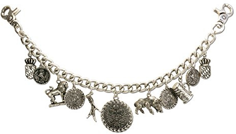 Alpenflüstern Tradizionale costume bavarese Charivari Otto, gioielli da uomo, collana con ciondolo trofeo tedesco per pantaloni in pelle (colore argento antico)
