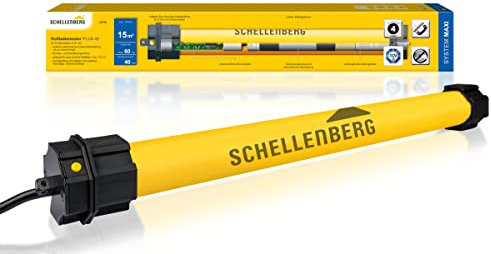 Schellenberg 20740 Rolladenmotor Maxi Plus 40 Nm, elektronische Endlageneinstellung, bis zu 15 m² Fläche, Rohrmotor für 60 mm Welle, Komplettset inkl. Wandlager