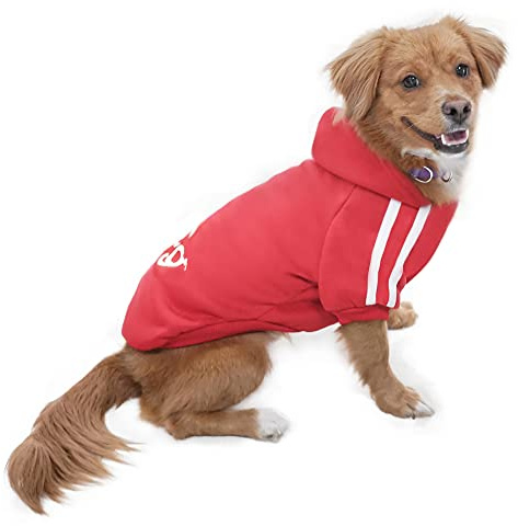 Eastlion Ropa Perro,Cálido Sudadera con Capucha para Perros Algodón Suéter Chaqueta Abrigo Costume Pullover para Mascota Pequeño Perro Gato (Rojo,L)