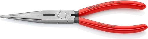 Knipex Pinza per Meccanica - con Becchi Mezzotondi con Tronchese (Pinza a Becchi di Cicogna) Bonderizzata Nera, Rivestiti in Resina Sintetica 200 Mm 26 11 200