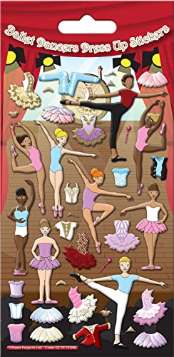 Paper Projects Ballerinas 3D Puffy Reusable Craft Stickers | Perfect for Craft Activities for Children and Adults | Reusable on Non-Porous Surfaces, 19.5cm x 9.5cm