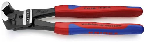 Cortapernos KNIPEX 61 02 200 con mango cómodo de sujetar y gran efecto de palanca