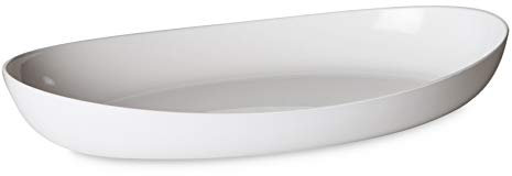 OMADA Design Piatto da Portata Grande in Plastica Bicolore, Infrangibile, 38x23x6 cm, Made in Italy, Lavabile in Lavastoviglie, linea Trendy, Bianco