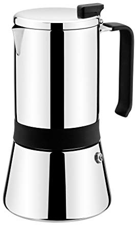Monix Aroma | Cafetera italiana 4 tazas, acero inox, 9,5 cm | 18/10, Inoxidable, Gris (Acero), 9.5 cm, 4 tazas