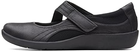 Clarks Sillian Bella, Zapatos Planos Mary Jane Mujer, Black Synthetic, 41.5 EU