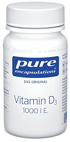 Pure Encapsulations Vitamin D3 (1000 I.E.) | 60 hochdosierte Kapseln (4 Monate Vorrat) | Unterstützt Knochen, Zähne, Immunsystem und Calciumaufnahme | vegetarisch und ohne unnötige Zusatzstoffe