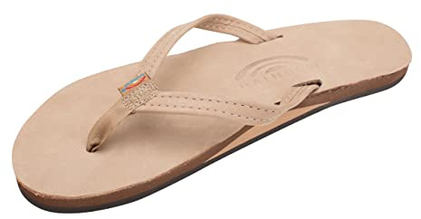 Rainbow Sandals Women's Single Layer Premier Leather Narrow Strap, Sierra Brown, Ladies Medium / 6.5-7.5 B(M) US