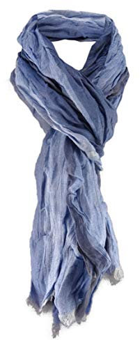 TigerTie Raffschal in blau gestreift mit kleinen Fransen - Schal Größe 180 x 50 cm