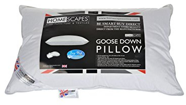 HOMESCAPES Luxury Goose Down Pillow - Hotel Quality Ultra-Soft Pillow with Anti-Dust Mite, Hypoallergenic 100% Cotton Casing